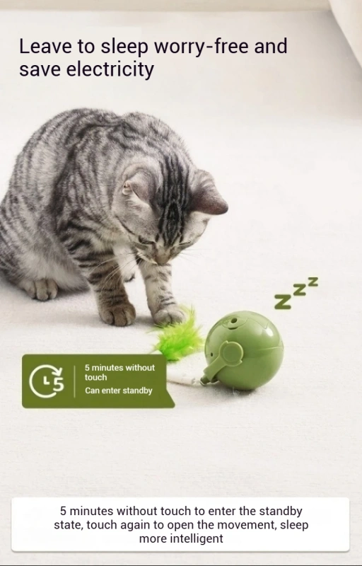 FishPrincess Automatic Teaser Ball Simple Design Interactive Cat Toy with Rope Pet Supplies for Cats