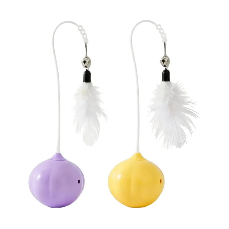 Durable Plastic Tumbler Cat Toy Self-Entertainment Artifact with Feather Teaser Stick Energy-Consuming Chew Ball Kitten Supplies