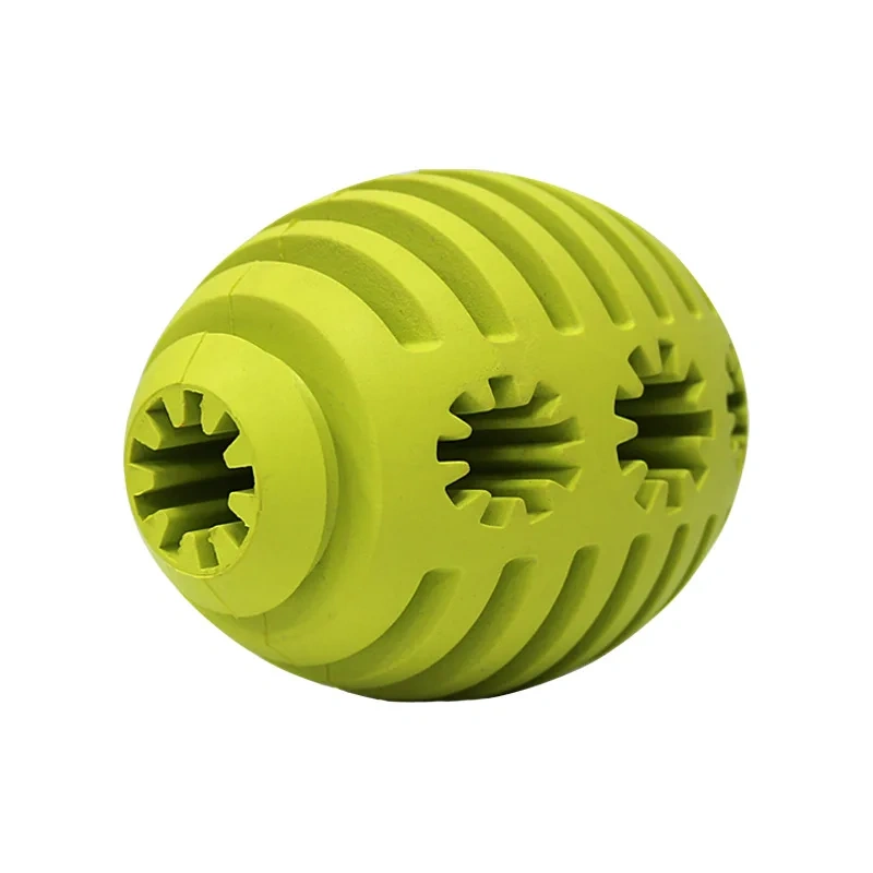 Pet Toy Rubber Rugby Football Shape Ball Storage Leaky Food Ball Chew Bite Resistant Teeth Cleaning Dog Chewing Playing Feeding