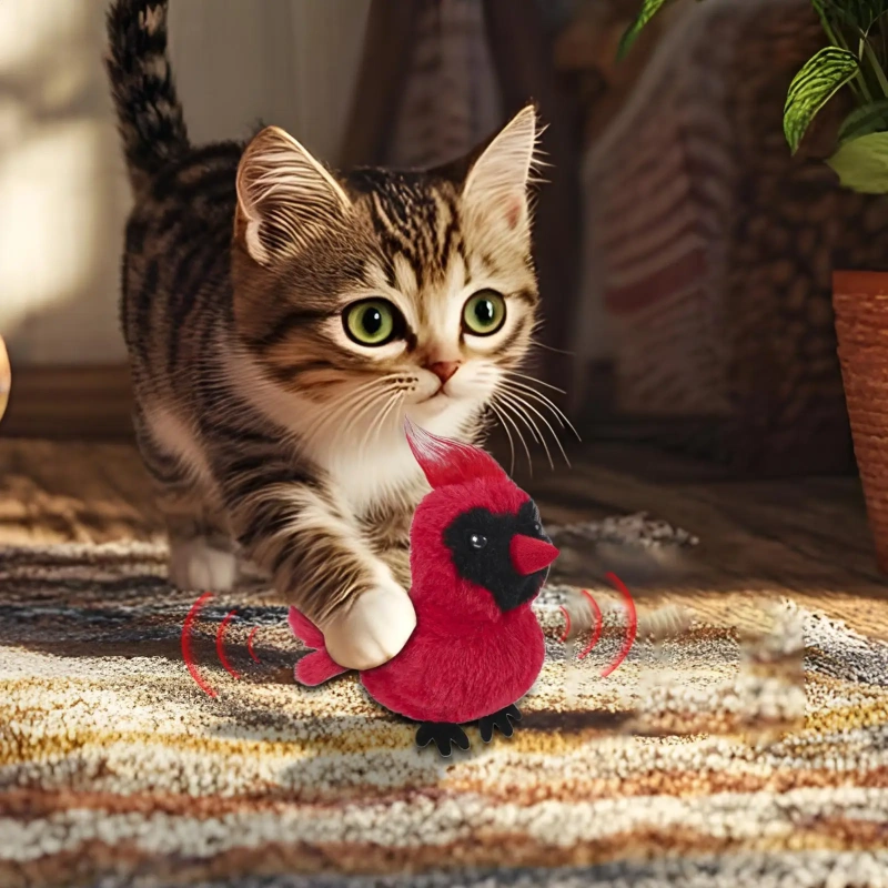 Bird Cat Toy Fly Bird Cat Toy Realistic Flapping Wings Electric Plush Doll for Rabbit Medium Large Breed Mental Stimulation