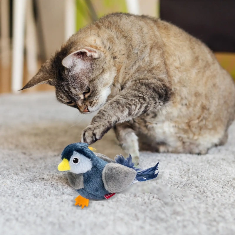 Interactive Bird Cat Toy Realistic Chirping Bird Interactive Toy Creative Teaser Wand Game for Home Boredom Reduction Playtime