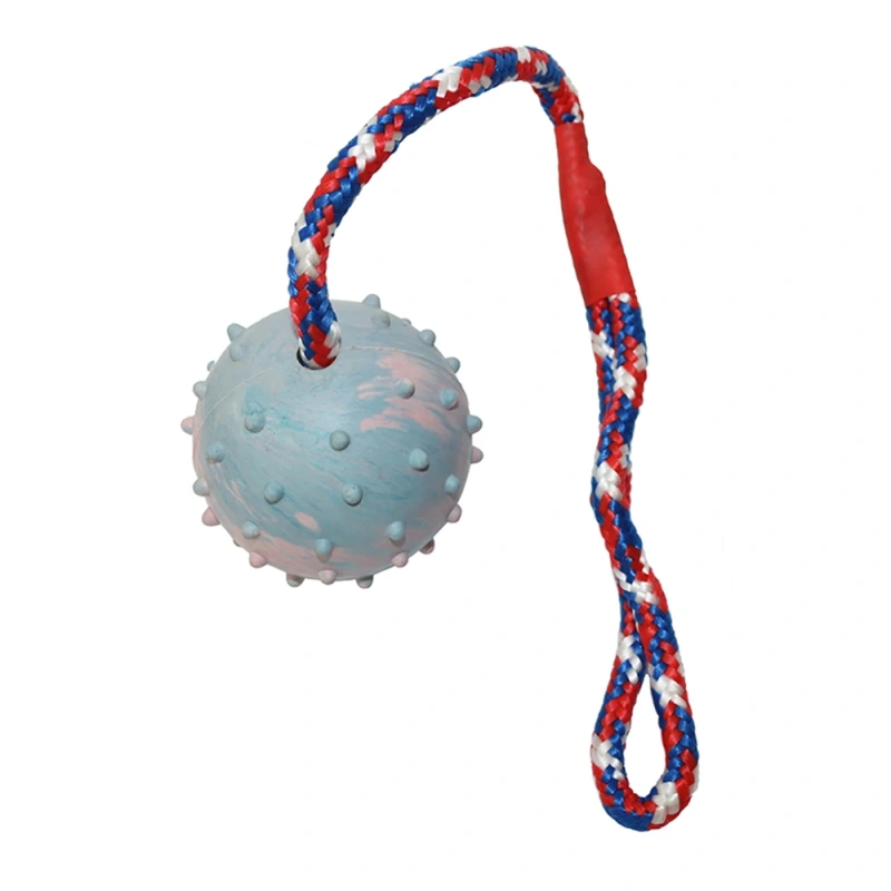 Pet Leaking Ball Toy Solid TPR Bite Resistant Dog Molar Toy Food Leaking Ball Pet Feeder Chew Toys for Large Dogs With Rope