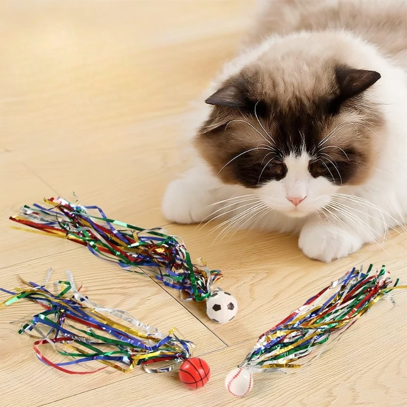 3pcs Cat Chew Toy Bouncy Ball Interactive Bite-resistant Kitten Toy Self-indulgent Training Teeth Cleaning Cat Toy Supplies