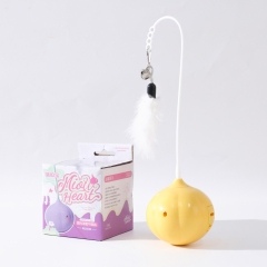 Durable Plastic Tumbler Cat Toy Self-Entertainment Artifact with Feather Teaser Stick