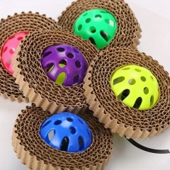 2Pcs Cat Scratch Board Cat Toy Corrugated Paper Cats Claw Board with Plastic Bells Cats Entertainment Toy Random Color