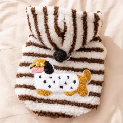 Cartoon Pattern Dog Jacket Coat Fashion Striped Dog Clothes Winter Plush Puppy Overcoat Cute Soft Cat Hoodies Jacket Pet Costume