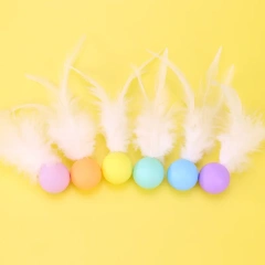 Durable Silicone Feather & Elastic Ball Pet Interactive Play Tableware Cat Teaser Toy