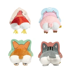 Best-selling Interactive Teething Anti-tear Corgi Hip Plush Squeaky Animal Model Dog Chew Toy