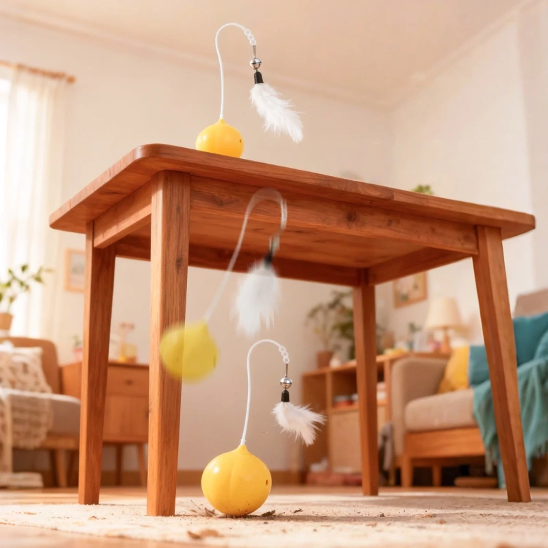 Durable Plastic Tumbler Cat Toy Self-Entertainment Artifact with Feather Teaser Stick Energy-Consuming Chew Ball Kitten Supplies