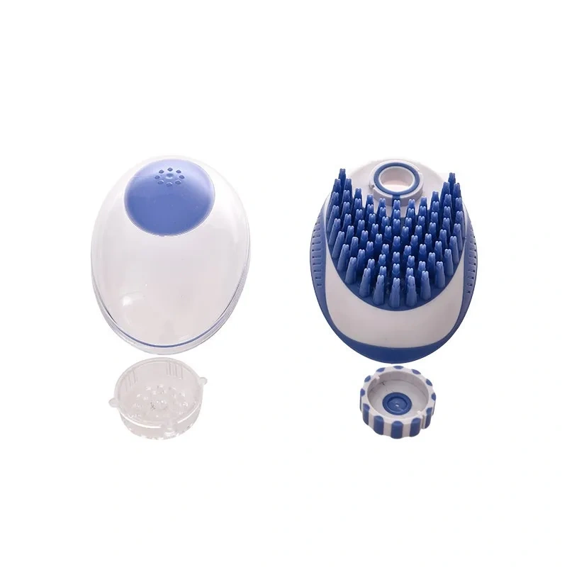 Self Cleaning Pet Dog Cat Grooming Hair Brush Pet Dog Bath Brush With Shampoo Dispenser