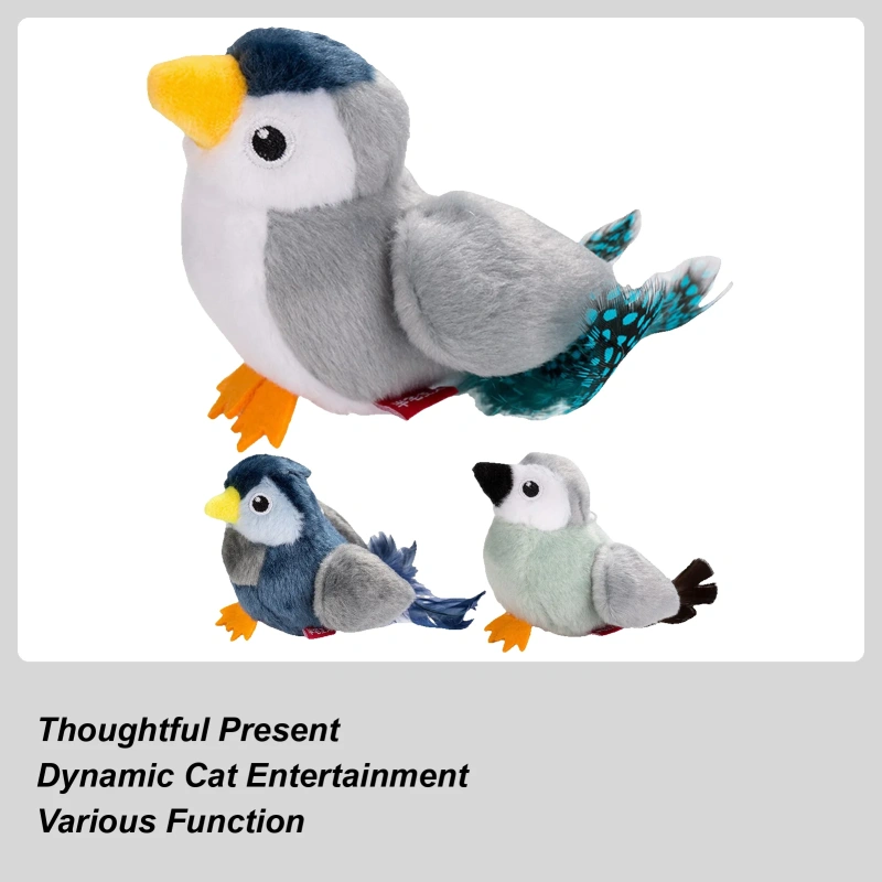 Interactive Bird Cat Toy Realistic Chirping Bird Interactive Toy Creative Teaser Wand Game for Home Boredom Reduction Playtime