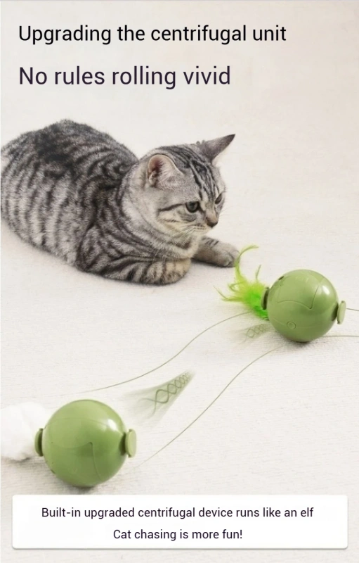 FishPrincess Automatic Teaser Ball Simple Design Interactive Cat Toy with Rope Pet Supplies for Cats