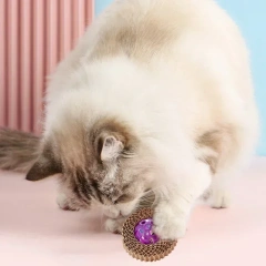 2Pcs Cat Scratch Board Cat Toy Corrugated Paper Cats Claw Board with Plastic Bells Cats Entertainment Toy Random Color
