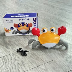 Rechargeable, light-up, and musical crawling toy for human-pet interaction