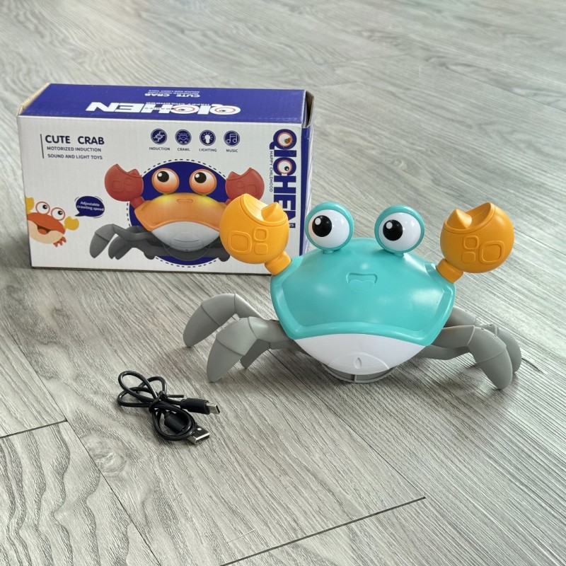 Rechargeable, light-up, and musical crawling toy for human-pet interaction
