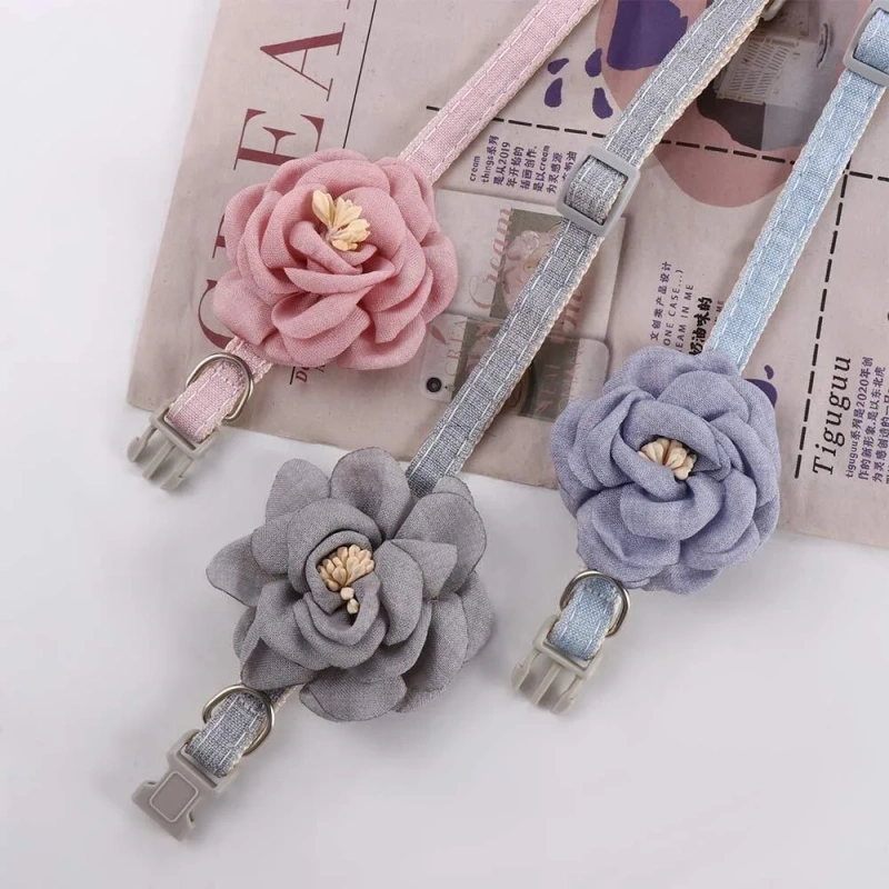 New Buckle Pet Cat Collar with 3D Flower Soft Healthy Cats Collar Adjustable Safe Puppy Pet Collar Pet Decorative