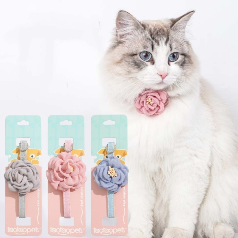 New Buckle Pet Cat Collar with 3D Flower Soft Healthy Cats Collar Adjustable Safe  Collar