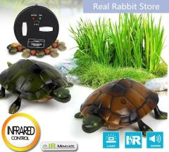 [Funny] Trick Electronic Pet RC Simulation Sound & Light Tortoise Robot Model Prank Toy Remote Control Smart Animal Kids Gift