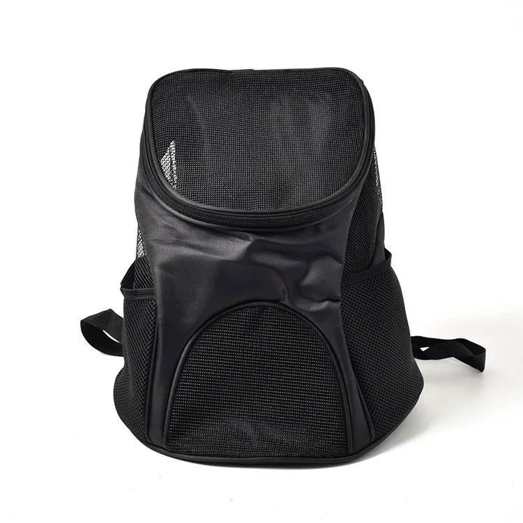 Fashionable Portable Foldable Polyester Pet Backpack with Zipper Closure Breathable Teddy Bag for Cat Dog Outings Solid Pattern
