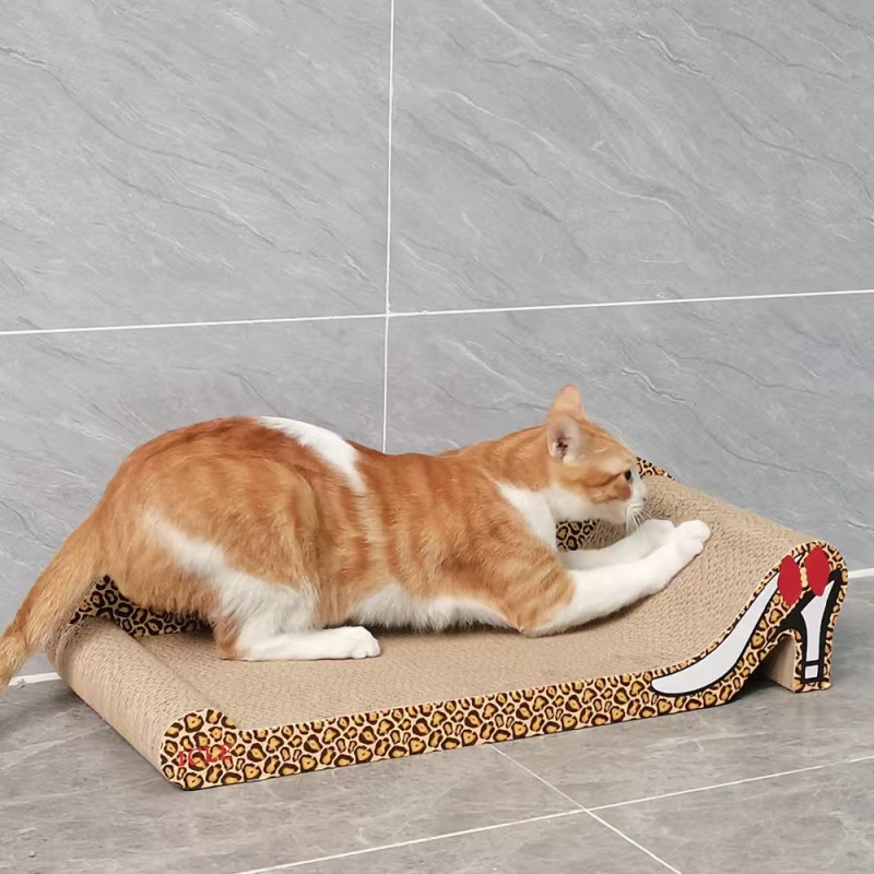 leopard print high heels Durable Wooden and Cardboard Cat Scratcher Sofa-Shaped