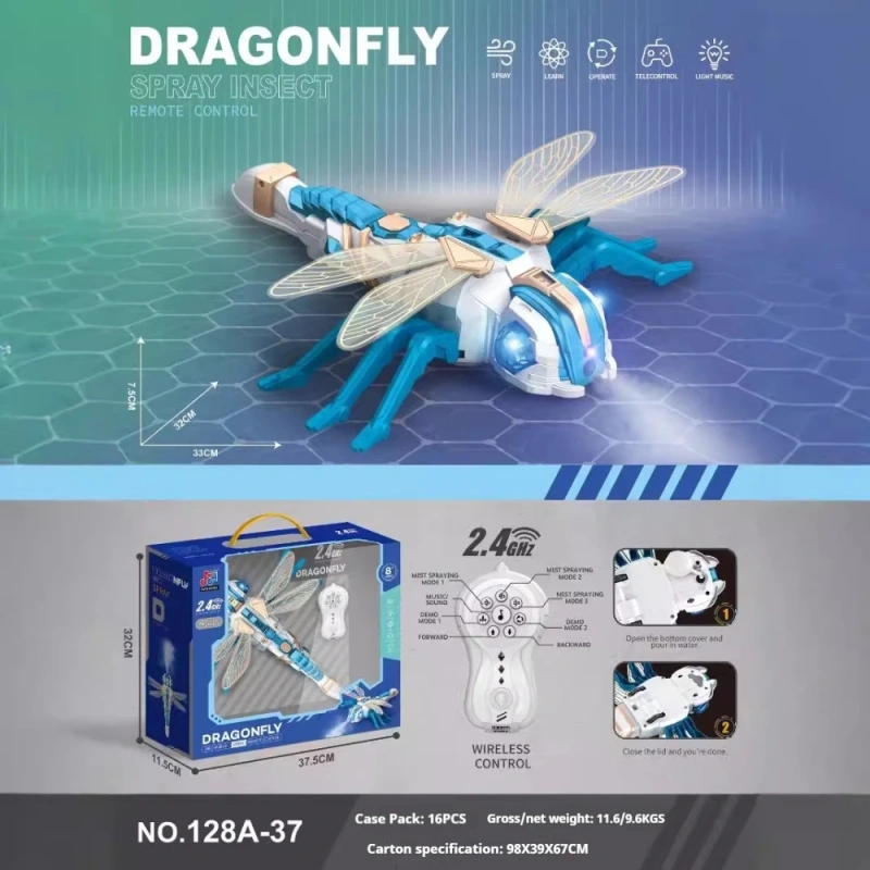 Remote Control Spraying Insect Toy Bee Spider Dragonfly Octopus Children's Gift Toys Educational Interactive Playtime