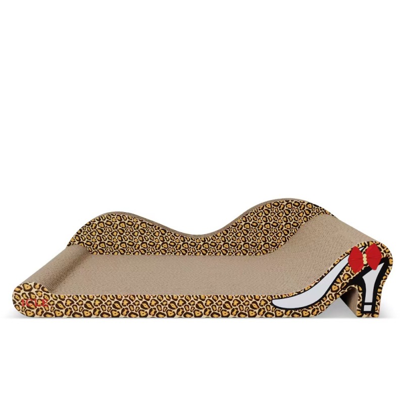 leopard print high heels Durable Wooden and Cardboard Cat Scratcher Sofa-Shaped