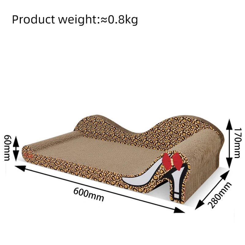 60 leopard print high heels Durable Wooden and Cardboard Cat Scratcher Sofa-Shaped Cat Sofa Bed With Corrugated Scratch