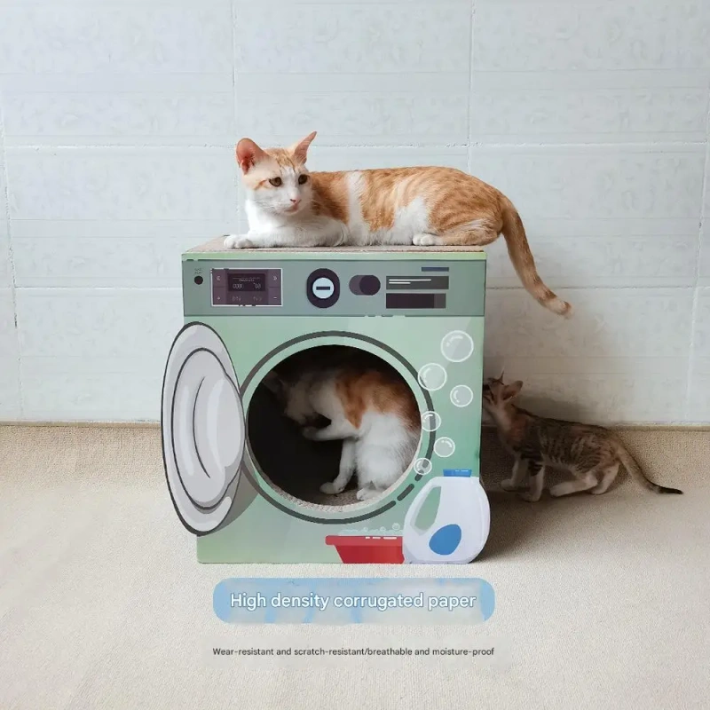 Hot Sale Washing Machine House Shaped Cat Scratcher Corrugated Custom Shaped Cat Scratcher House