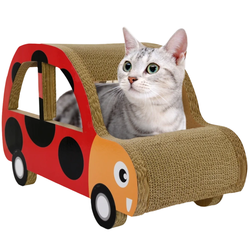 ICLE-Custom New Style Little Scarab Bus Cat Scratching Board Cat Climbing Frame Corrugated Paper Nest Cat Toy Claw Board