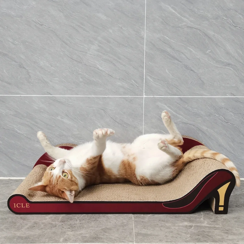 60 leopard print high heels Durable Wooden and Cardboard Cat Scratcher Sofa-Shaped Cat Sofa Bed With Corrugated Scratch