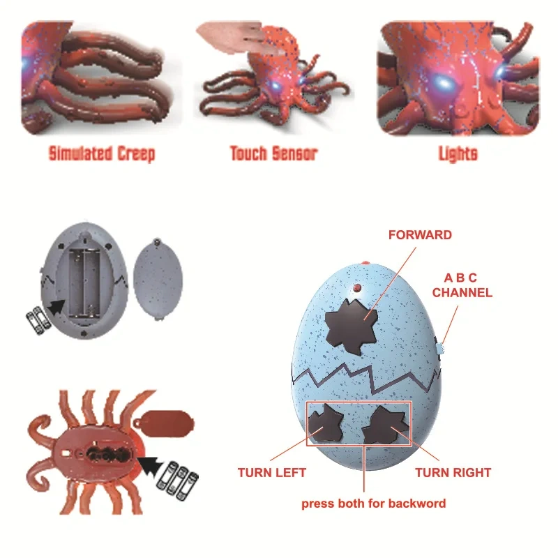 Infrared RC Octopus Toy Electric Crawling Squid Realistic Animal Model Prank Interactive Pet Funny Robot Gift for Kids and Adult