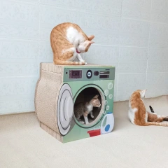 Hot Sale Washing Machine House Shaped Cat Scratcher Corrugated Custom Shaped Cat Scratcher House