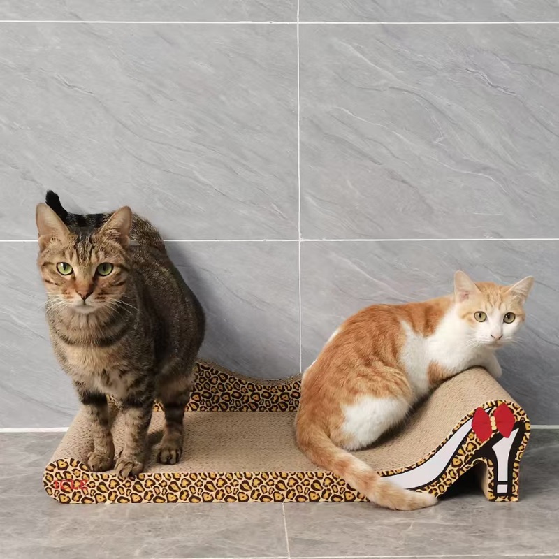 leopard print high heels Durable Wooden and Cardboard Cat Scratcher Sofa-Shaped