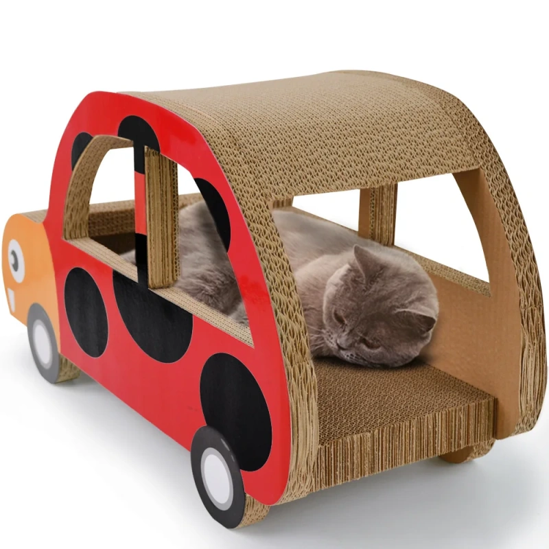 ICLE-Custom New Style Little Scarab Bus Cat Scratching Board Cat Climbing Frame Corrugated Paper Nest Cat Toy Claw Board