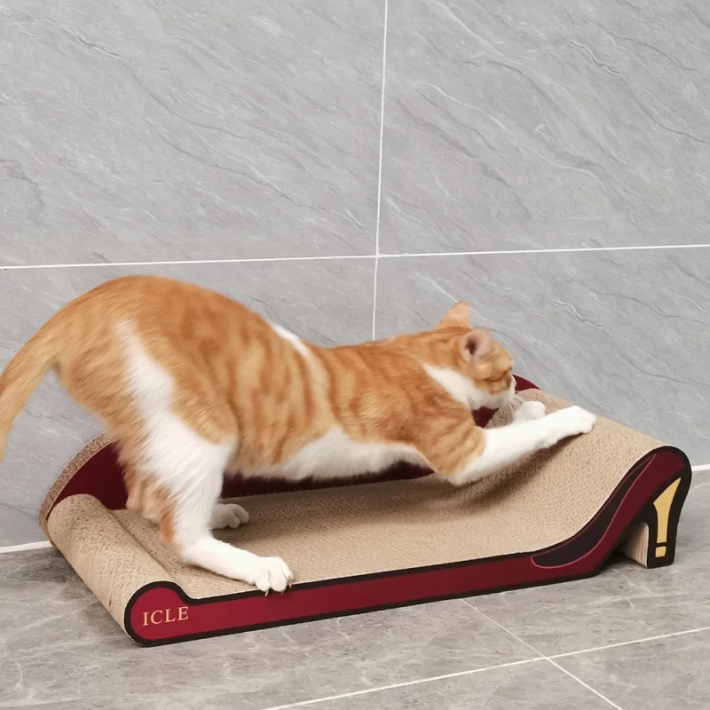 60 leopard print high heels Durable Wooden and Cardboard Cat Scratcher Sofa-Shaped Cat Sofa Bed With Corrugated Scratch