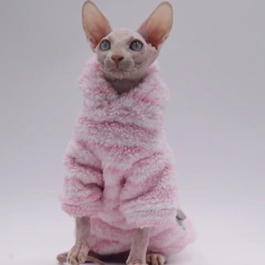 MinkFleece Pet  cardigan Autumn winter thick jacket for cat Sphinx Clothing hairless cat clothes Devon warm dresses for cats