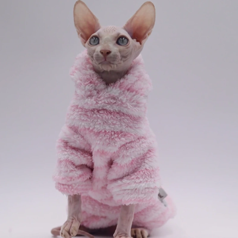 MinkFleece Pet  cardigan Autumn winter thick jacket for cat Sphinx Clothing hairless cat clothes Devon warm dresses for cats