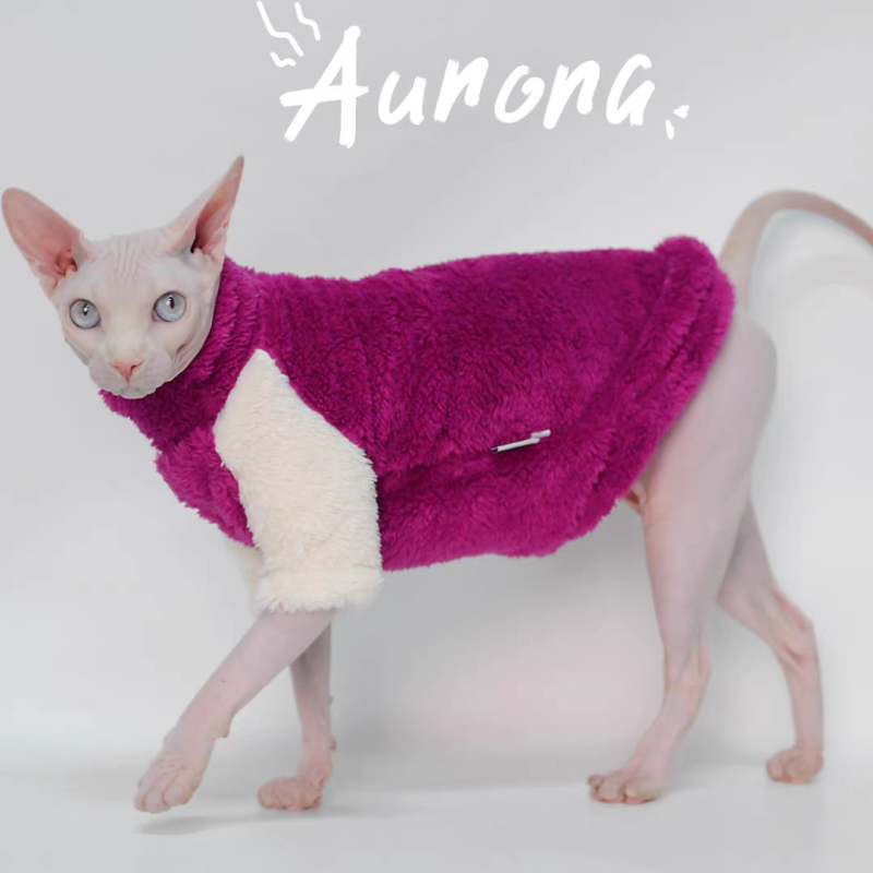 Winter Warm Fluffy Clothes for Hairless Cats Sphynx Abyssinian Devon Rex Cornish Rex