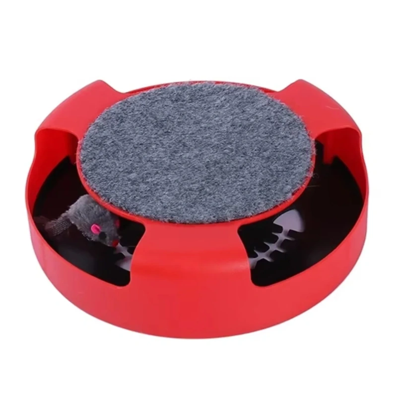 Interactive Cat Toys for Indoor Catch Mouse Motion Multi-functional Low Noise Cat Mouse Toys with Scratching Pad for Kitten Cats