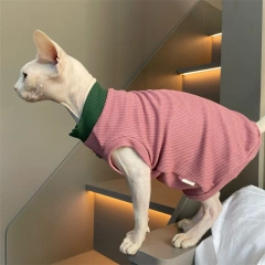 Clothing for Cat Summer Soft High Stretch Waffle T-shirt for Sphynx Cat Spring Sweet Pink Green Cartoon Bear Vest for Kittens