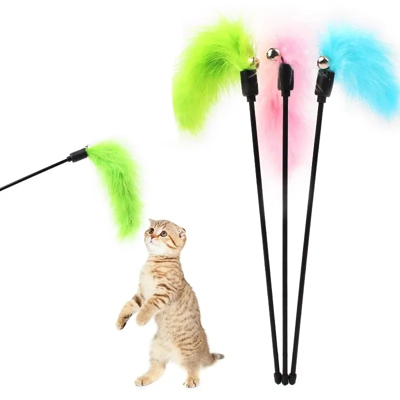 9 Styles Cat Toys Kitten Interactive Stick Funny Cat Fishing Rod Game Wand Feather Stick Toy Pet Supplies Cat Accessory