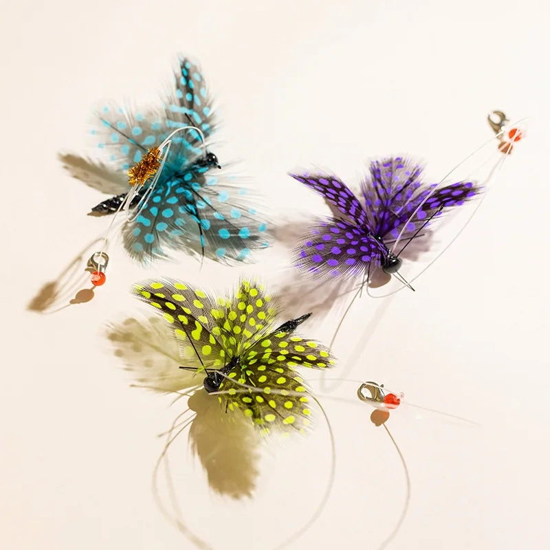 3pcs Dot Feather Change Heads Cat Teaser Stick Pet Toy Supplies