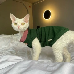 Clothing for Cat Summer Soft High Stretch Waffle T-shirt for Sphynx Cat Spring Sweet Pink Green Cartoon Bear Vest for Kittens
