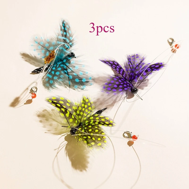 3pcs Dot Feather Change Heads Cat Teaser Stick Pet Toy Supplies