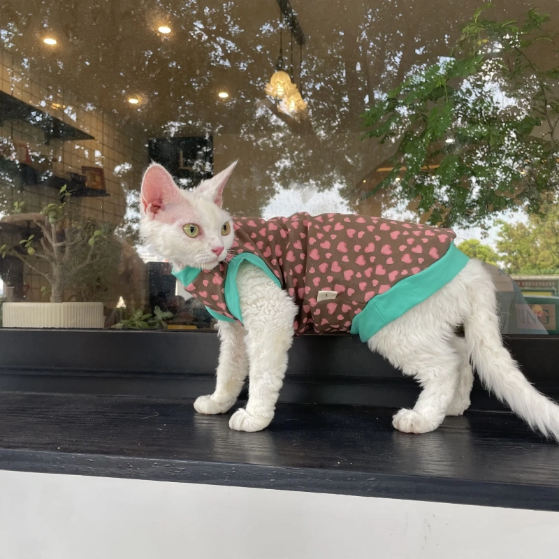 Summer Light Cotton Vest for Devon Rax Skin-friendly Soft Pink Leopard Print T-shirt for Hairless Cat Thin Spring Coat for Pet