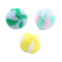Colorful Light Weight Soft Comfortable Rabbit Plush Cat Toy Ball