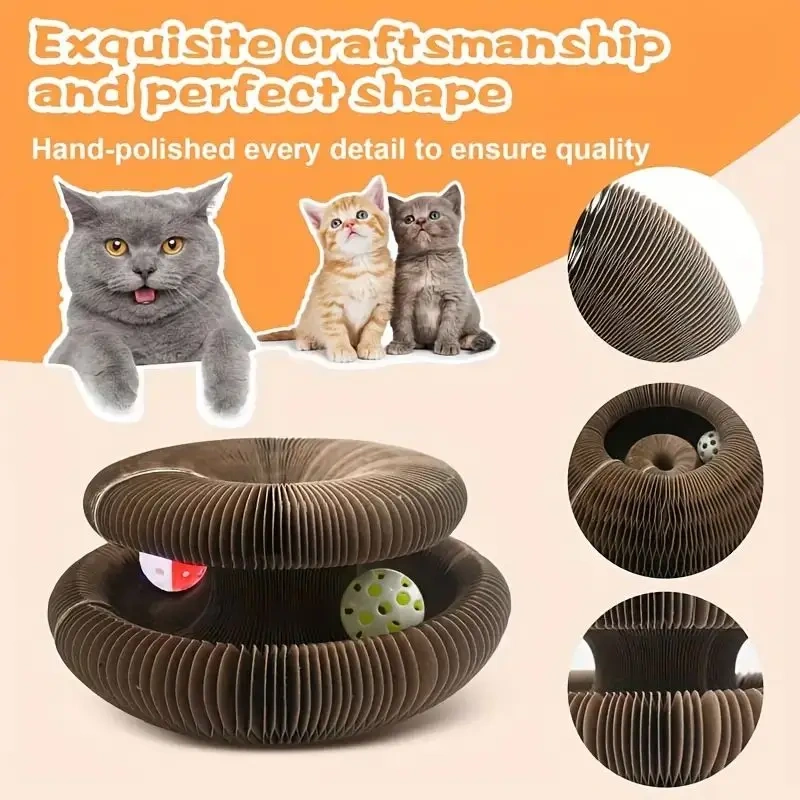 Foldable Cat Scratch Board - Interactive Sisal Pad with Ball  - Durable, Reusable, Catnip-Enhanced Claw Grinder for Feline Fun