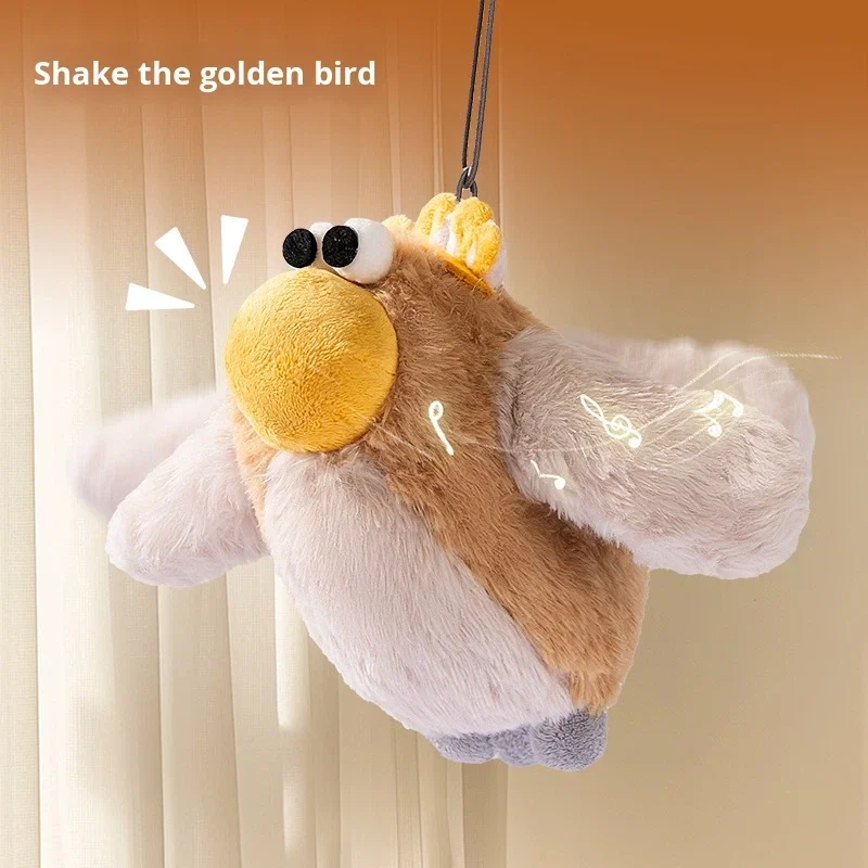 Nervous Cat Shaking Golden Bird Electric Plush Sound Eco-friendly Bite-Resistant USB Charging Cute Cat Toy Wholesale