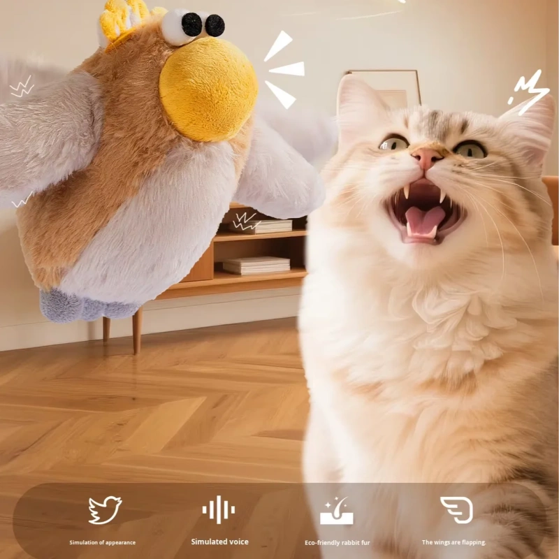 Nervous Cat Shaking Golden Bird Electric Plush Sound Eco-friendly Bite-Resistant USB Charging Cute Cat Toy Wholesale