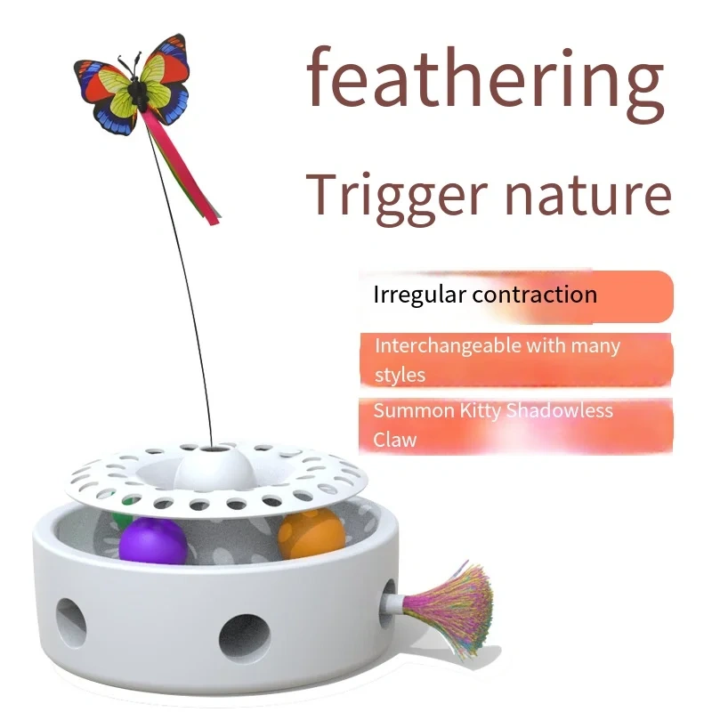 Wholesale 3-in-1 Luxury Smart Cat Toy Interactive Pet Movement with Randomly Moving Butterfly Ambush Box Simple Style